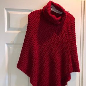Women's Red Poncho